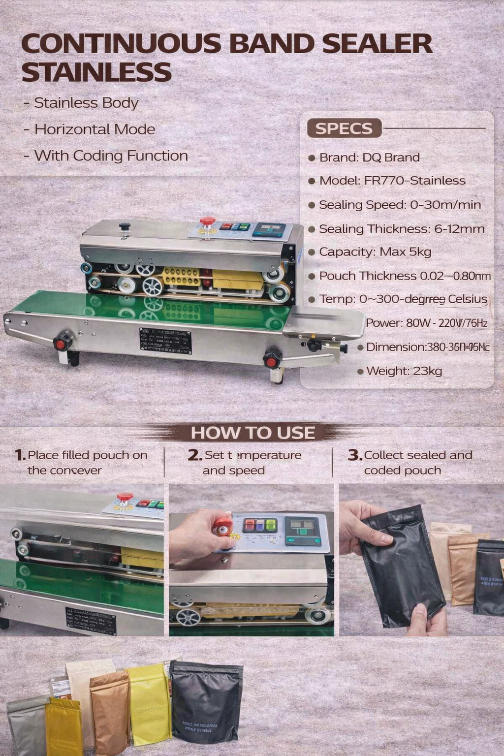 Continuous Band Sealer Stainless