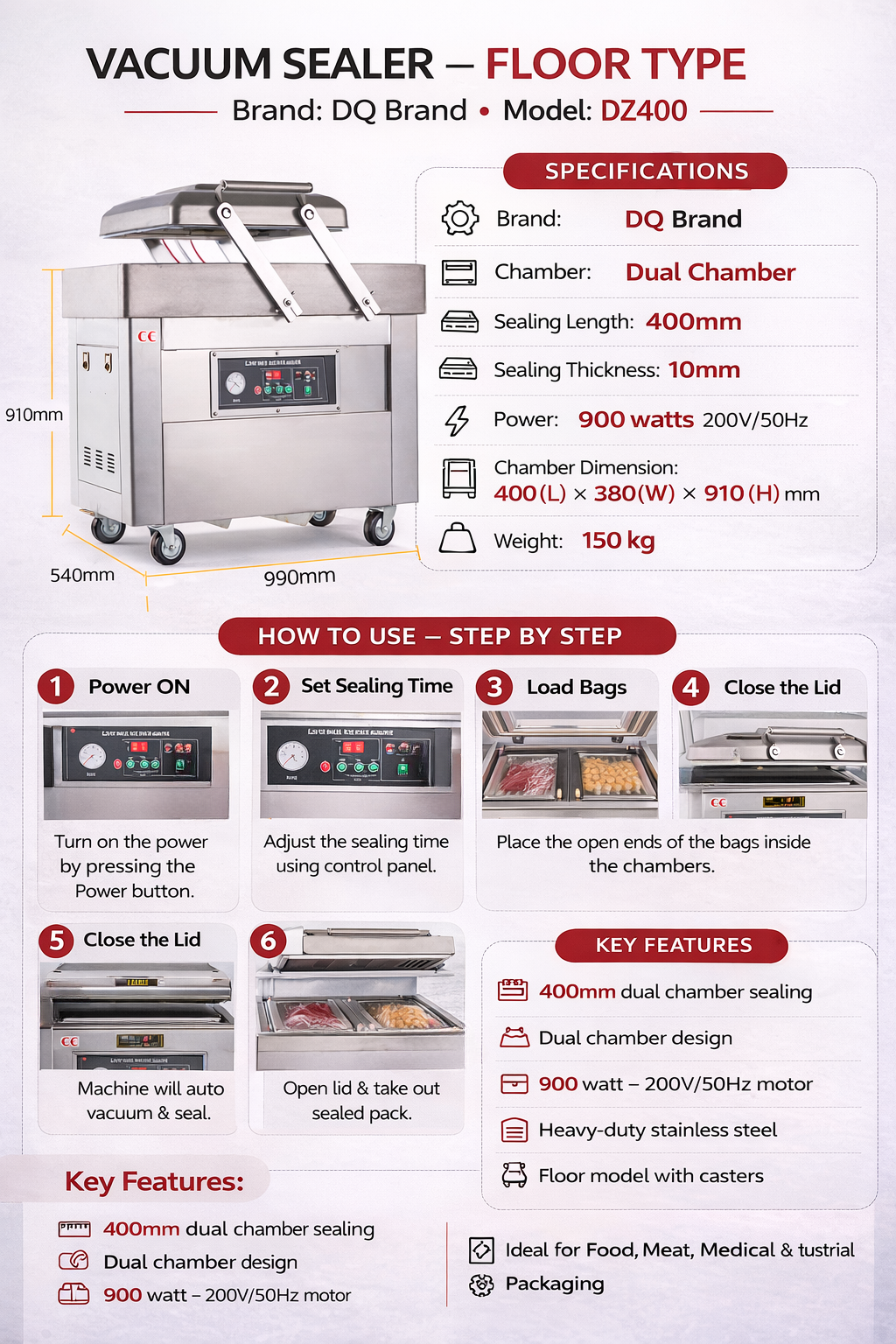 Vacuum Sealer DZ400 Dual Chamber