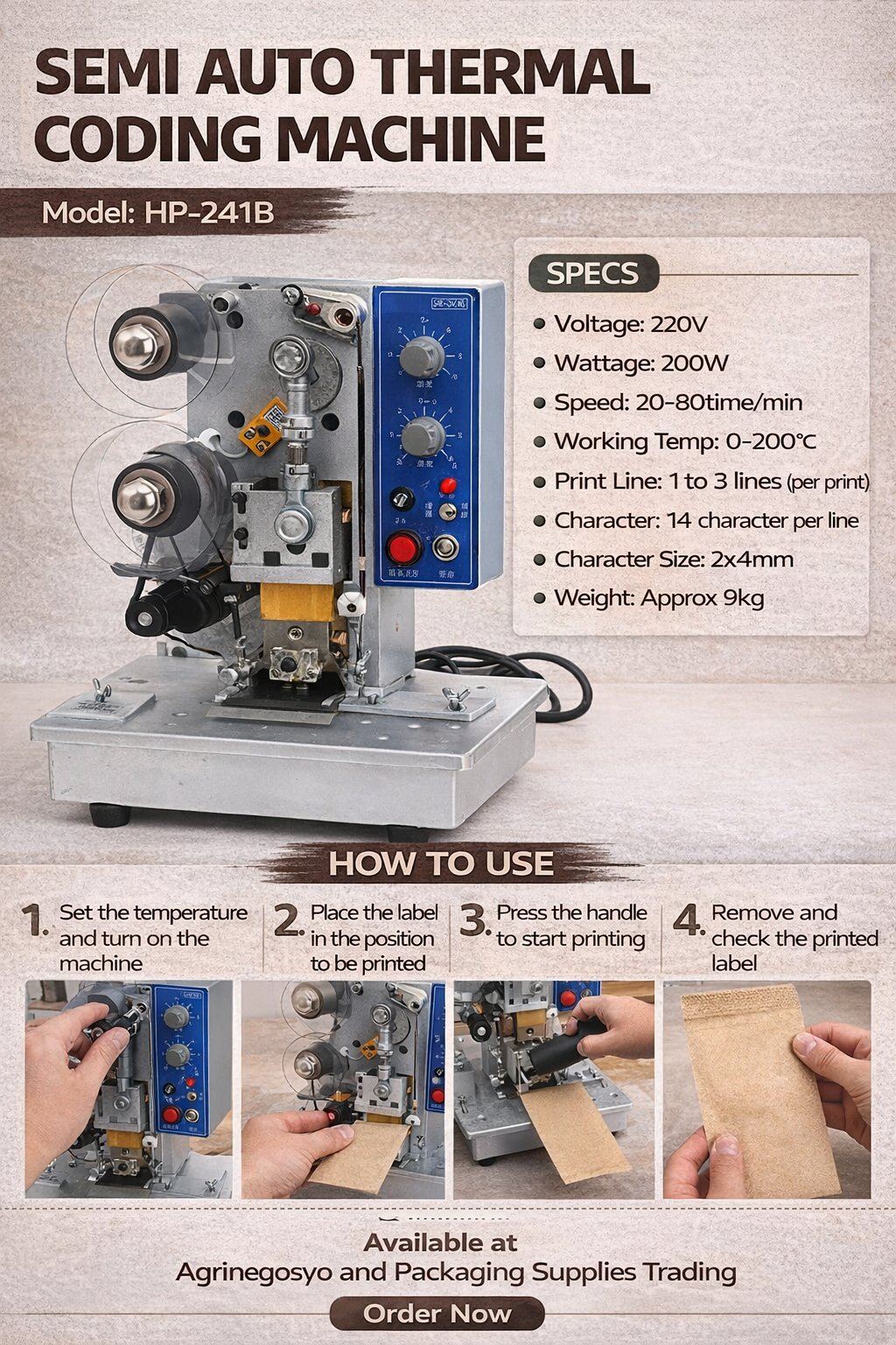 Semi-Auto Thermal Coding Machine