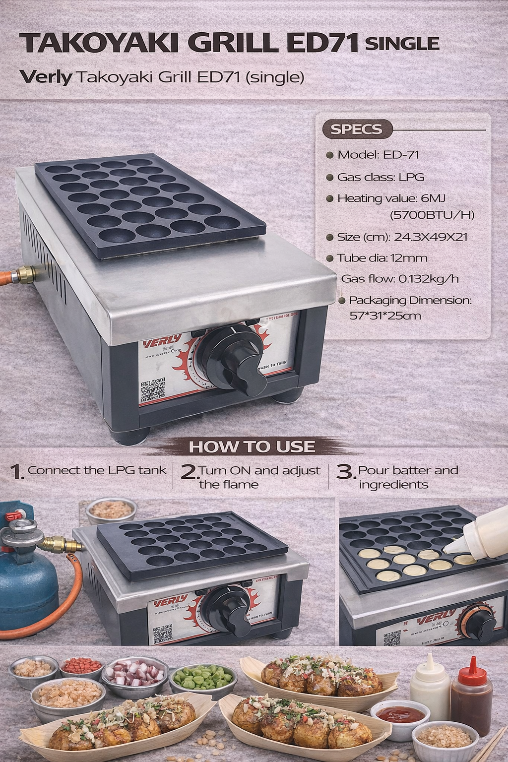 Takoyaki Grill ED71 Single