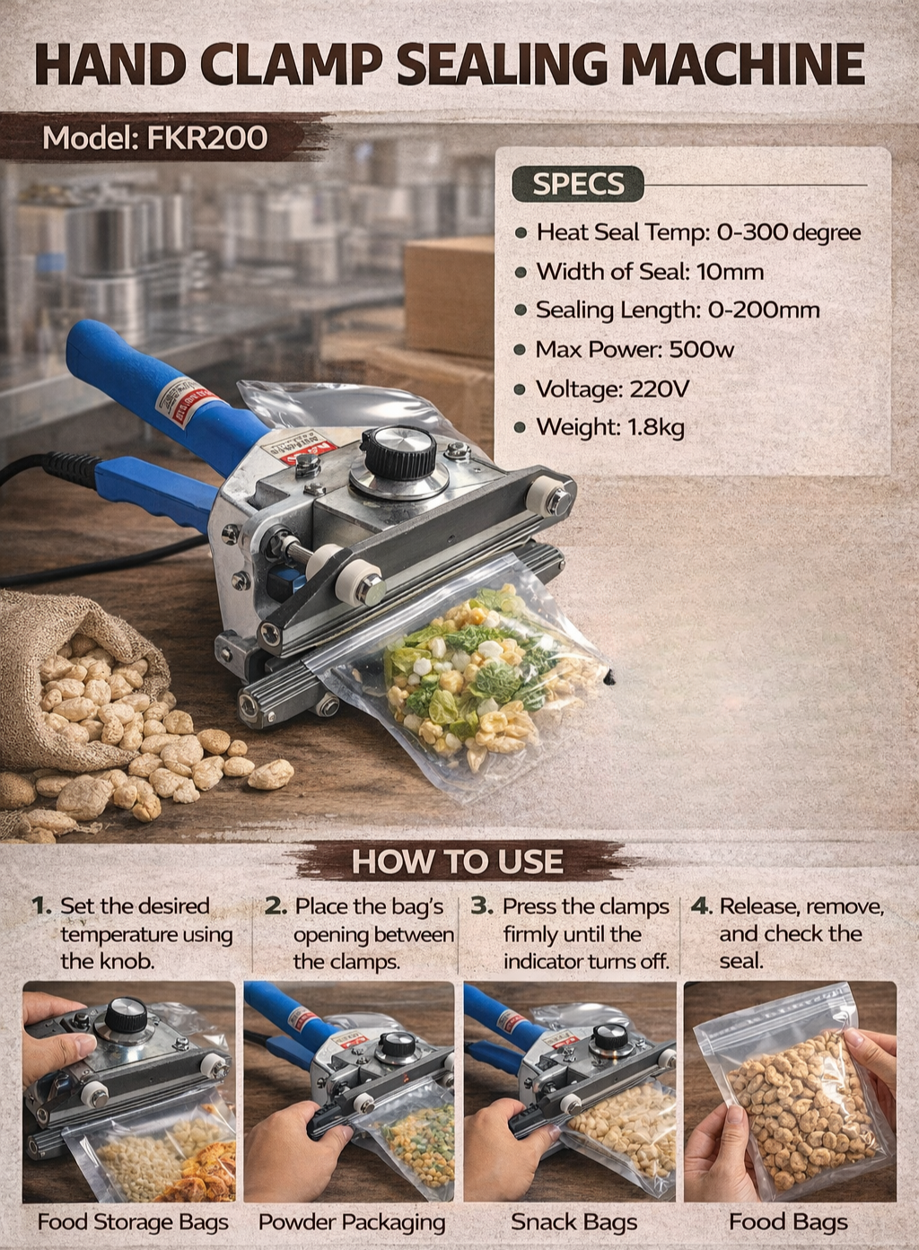 Hand Clamp Sealing Machine FKR200